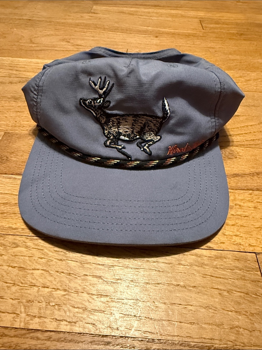 SnapBack hat Vintage Whitetail w/ Deer Wired to Hunt Embroidery multi color rope